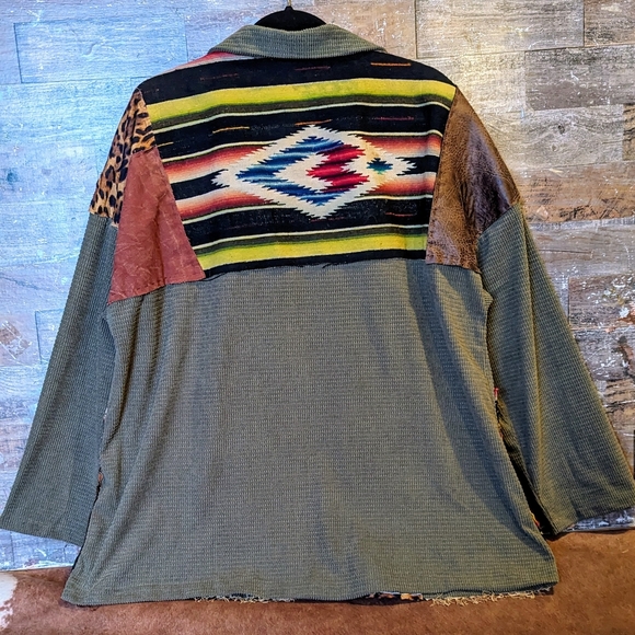 Hand Crafted Tops - New Original Design Navajo Patchwork Soft Cordoroy Shacket